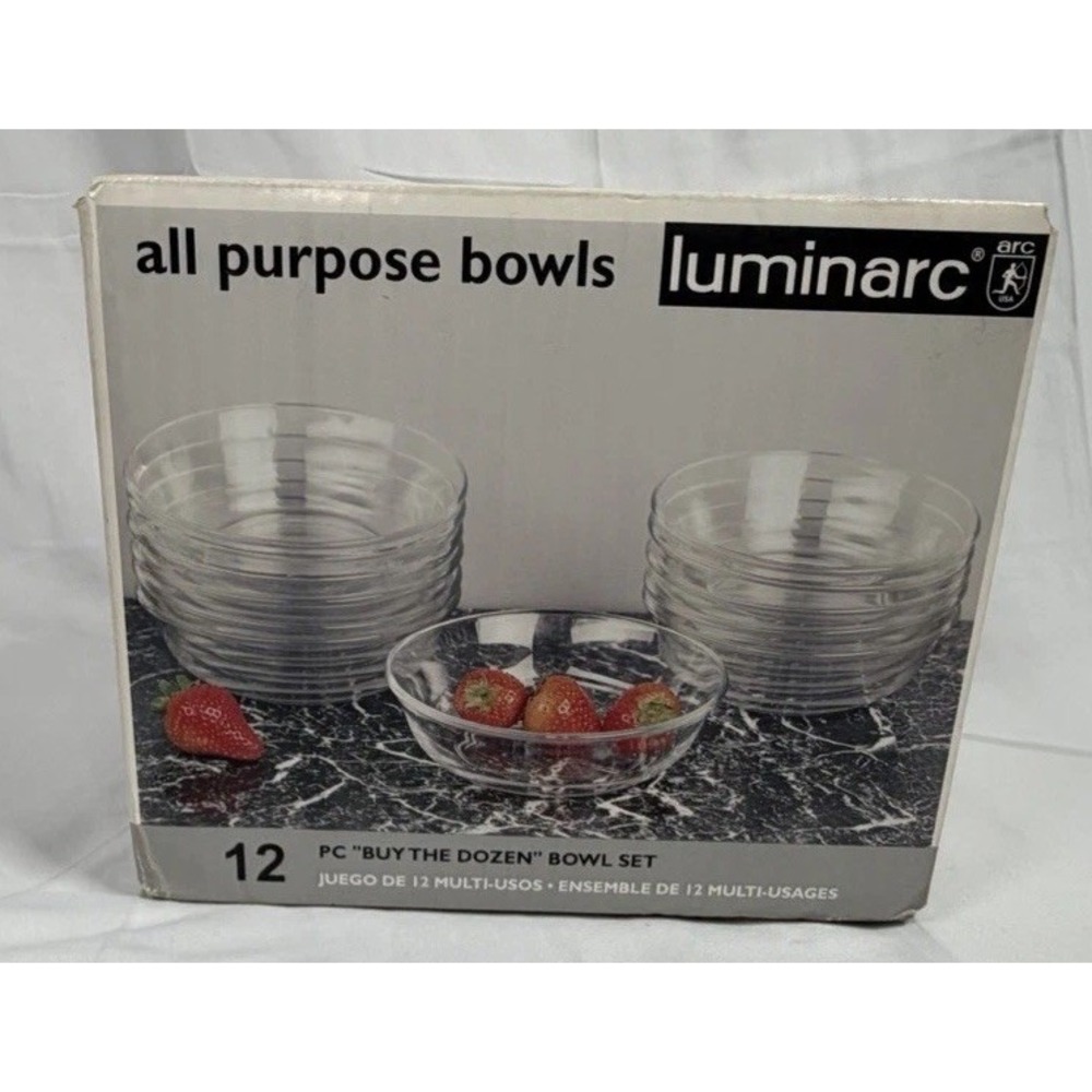 Luminarc Stackable Glass Bowls Set of 12 Versatile for Prep Serving and Snacks
